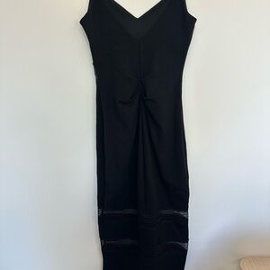 Bebe Black Midi Dress sexy with lace accents size XS‎